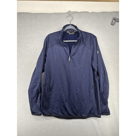 Under Armour Reactor 1/4 Zip Thermal Fleece Lined Pullover Mens L Blue ColdGear - Picture 1 of 9